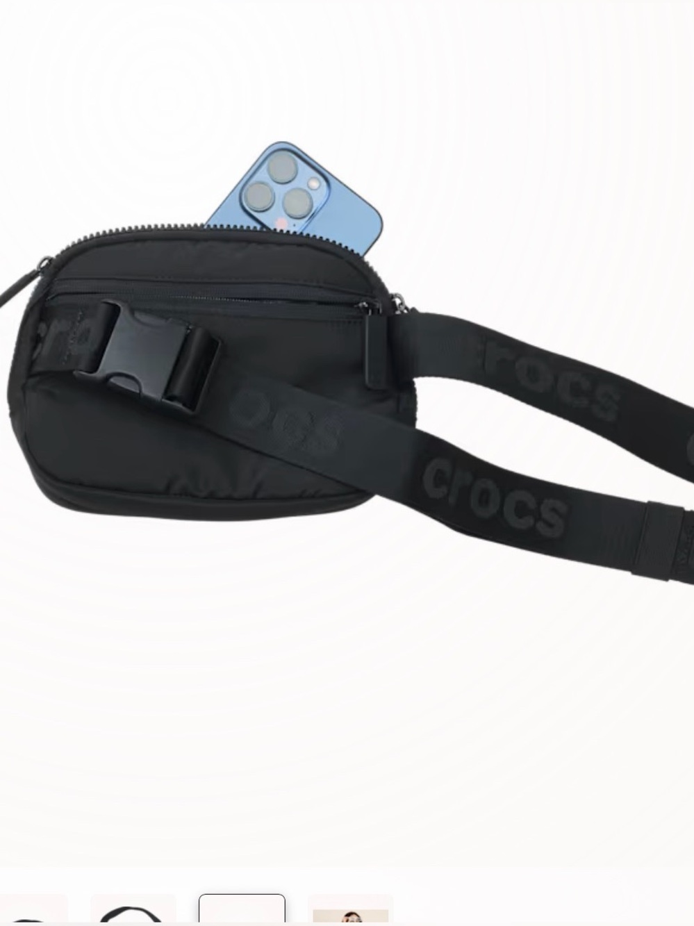 CROCS Black Crosstown Molded Belt Bag with accessories charms NWT - Picture 3 of 10